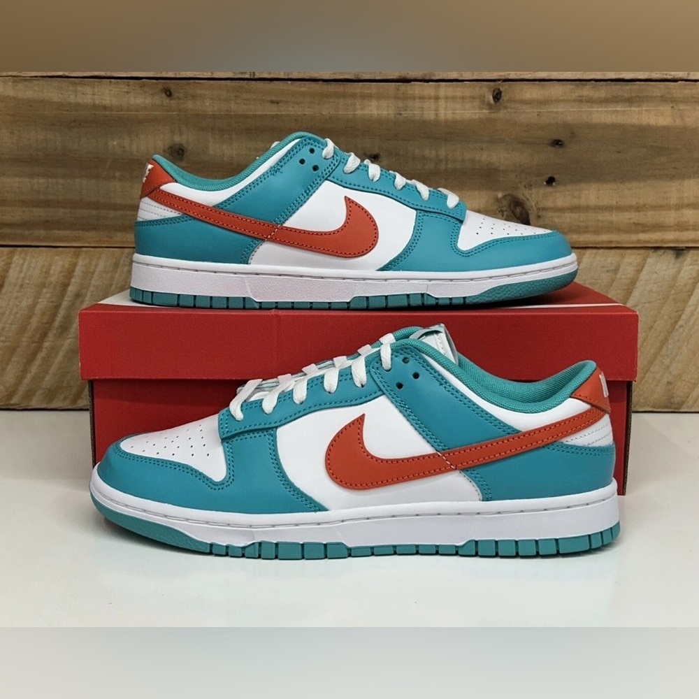 Nike Dunk Low Retro Miami Dolphins Blue Orange Dusty Cactus DV0833-102- Mens 8.5